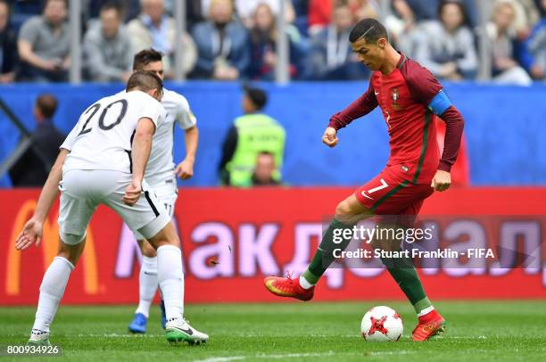 Cristiano Ronaldo of Portugal shows off his skills during the FIFA Confederation Cup Group A match between New Zealand and Portugal at Saint...