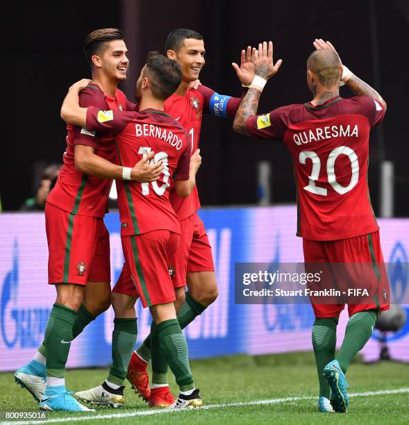 Cristiano Ronaldo of Portugal celebrates his goal during the FIFA Confederation Cup Group A match between New Zealand and Portugal at Saint...