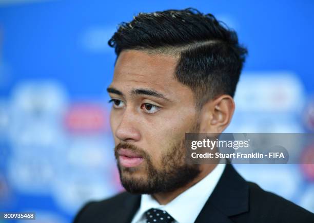 Bill Tuiloma of New Zealand during an interview after the FIFA Confederation Cup Group A match between New Zealand and Portugal at Saint Petersburg...