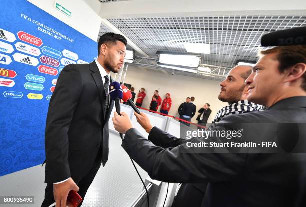 Bill Tuiloma of New Zealand during an interview after the FIFA Confederation Cup Group A match between New Zealand and Portugal at Saint Petersburg...