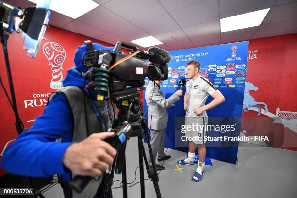 Chris Wood of New Zealand during an interview after the FIFA Confederation Cup Group A match between New Zealand and Portugal at Saint Petersburg...