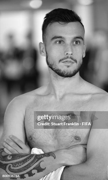 Clayton Lewis of New Zealand looks on after the FIFA Confederation Cup Group A match between New Zealand and Portugal at Saint Petersburg Stadium on...