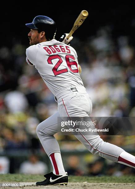 Boston Red Sox 3rd Baseman, Wade Boggs, Batting during a game against the Chicago White Sox at old Comiskey Park in Chicago, Illinois August, 1989....