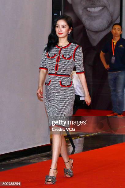 Actress Yang Mi attends the premiere of South Korean director Chang Yoon Hong-seung's film 'Reset' on June 25, 2017 in Beijing, China.