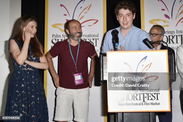 Anna Schinz, Jay Abdo and Jan-Eric Mack attend the 2017 Palm Springs International Festival of Short Films - Awards Ceremony on June 25, 2017 in Palm...