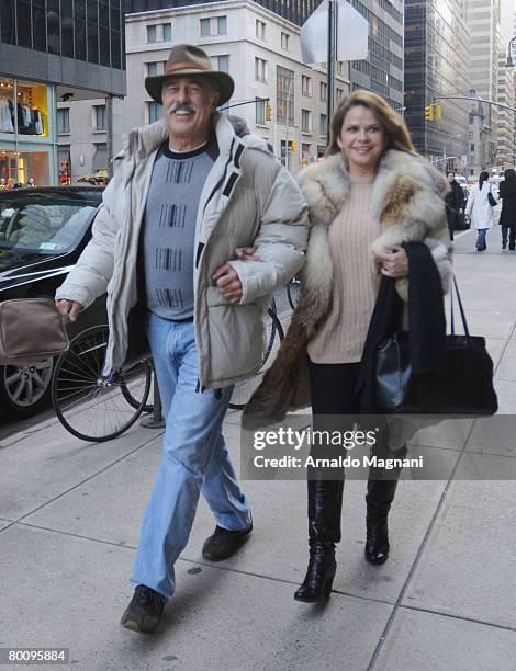 Mexican Actor Andres Garcia and his girlfriend walk after shopping March 3, 2007 in New York City.