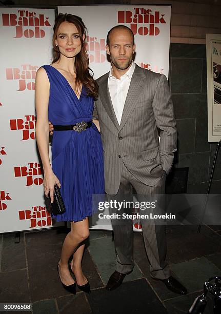 Actors Saffron Burrows and Jason Statham attend a screening of "The Bank Job" hosted by The Cinema Society and Lionsgate at Bryant Park Hotel on...