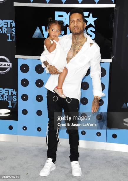 Rapper Kid Ink and daughter attends the 2017 BET Awards at Microsoft Theater on June 25, 2017 in Los Angeles, California.