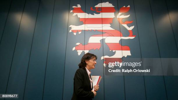 Andrea Ypsilanti, Chairwoman of the German Social Democrats in the German state of Hesse, arrives for a meeting of the Hesse SPD parliamentary...