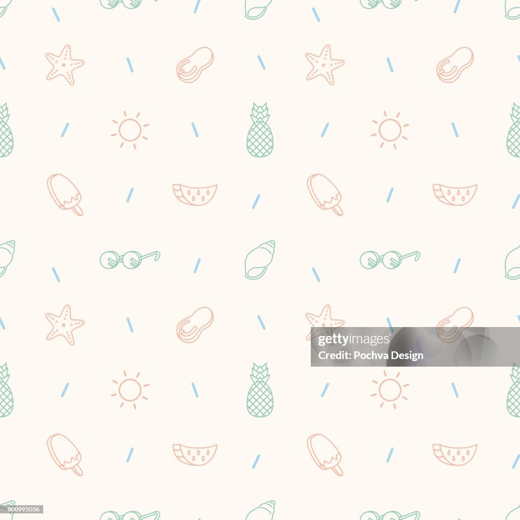 Summer themed seamless pattern