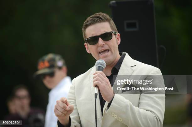 Alt-Right leader Richard Spencer addresses a rally of Alt-Right members, extreme right activists, Trump supporters and white supremacists at the...