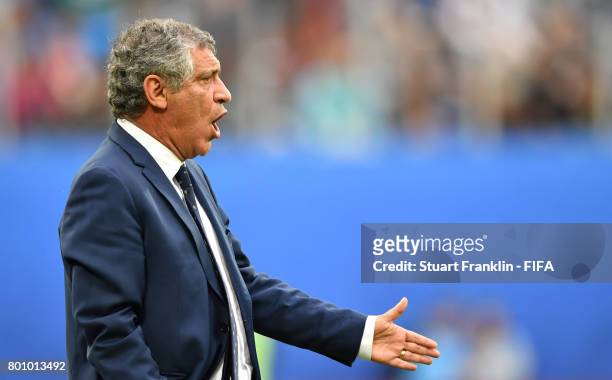 Fernando Santos, head coach of Portugal gestures during the FIFA Confederation Cup Group A match between New Zealand and Portugal at Saint Petersburg...
