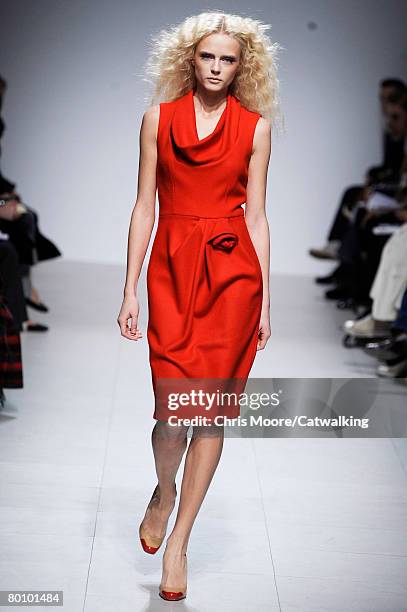 Model walks the runway wearing the Martin Grant Fall/Winter 2008/2009 collection during Paris Fashion Week on the 1st of March 2008 in Paris,France.