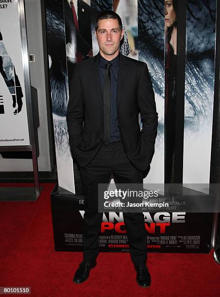 Matthew Fox attends the premiere of "Vantage Point" at the AMC Lincoln Square Cinema on February 20, 2008 in New York City.