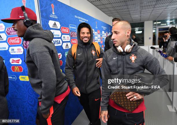 The players of Portugal walk through the mixed zone after the FIFA Confederation Cup Group A match between New Zealand and Portugal at Saint...