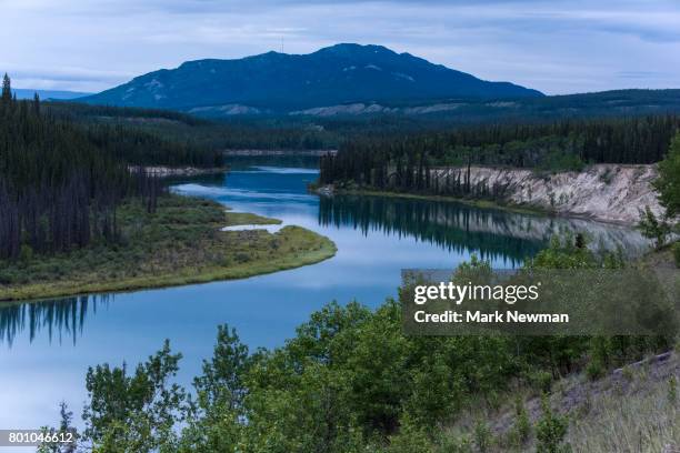 yukon river winding into distance - yukon stock pictures, royalty-free photos & images