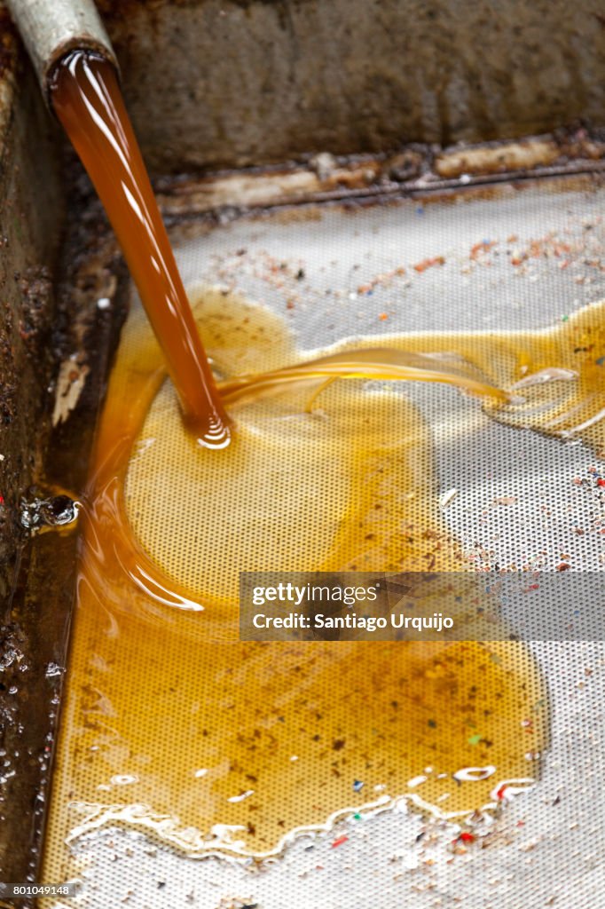 Used oil being recycled into biodiesel