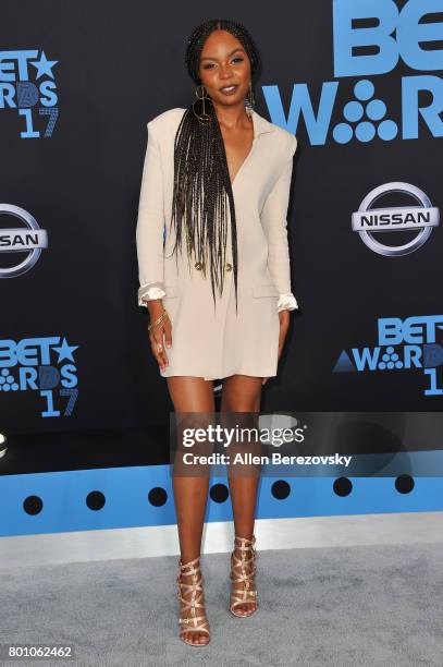 Sierra McClain arrives at the 2017 BET Awards at Microsoft Theater on June 25, 2017 in Los Angeles, California.