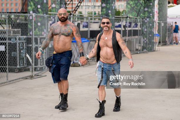 Attendees during New York City Pride 2017 - Pride Island - Sunday at Pier 26 on June 25, 2017 in New York City.