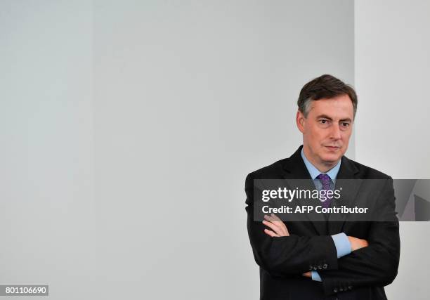 Politician David McAllister waits for the start of a meeting of the party leadership at the CDU headquarters in Berlin on June 26, 2017. / AFP PHOTO...