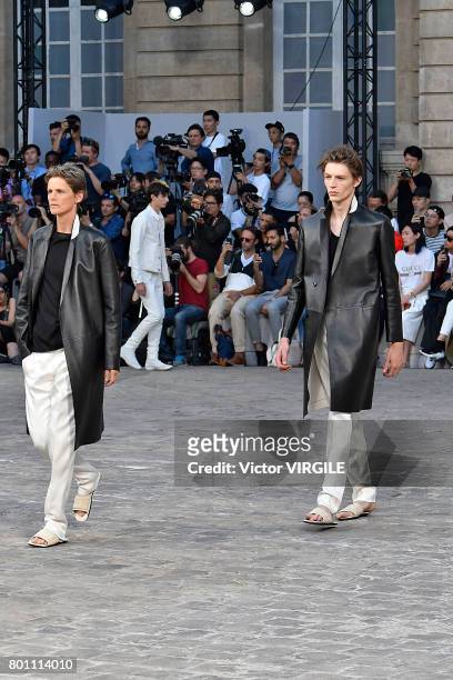 Stella Tennant walks the runway during the Berluti Menswear Spring/Summer 2018 show as part of Paris Fashion Week on June 23, 2017 in Paris, France.