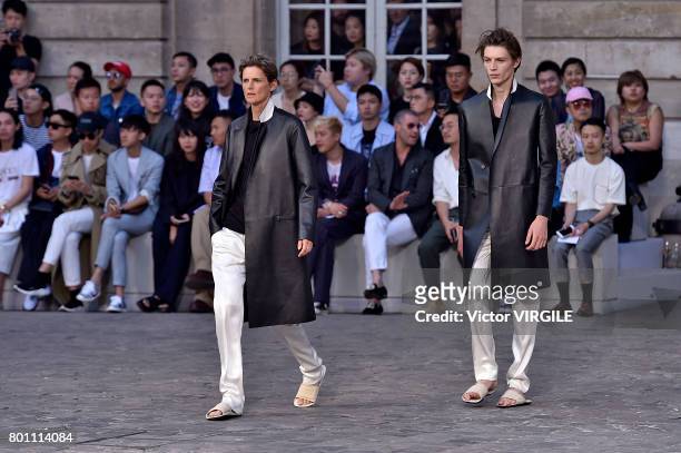 Model walks the runway during the Berluti Menswear Spring/Summer 2018 show as part of Paris Fashion Week on June 23, 2017 in Paris, France.