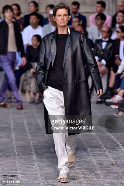Stella Tennant walks the runway during the Berluti Menswear Spring/Summer 2018 show as part of Paris Fashion Week on June 23, 2017 in Paris, France.