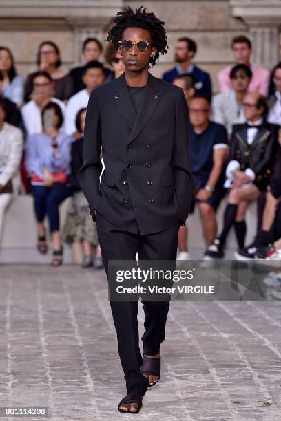 Model walks the runway during the Berluti Menswear Spring/Summer 2018 show as part of Paris Fashion Week on June 23, 2017 in Paris, France.