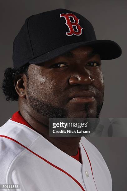 David Ortiz of the Boston Red Sox poses during photo day at the Red Sox spring training complex on February 24, 2008 in Fort Myers, Florida.