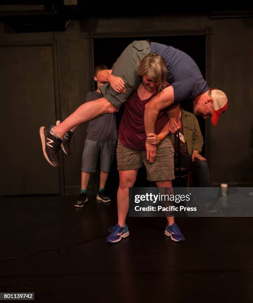 Matt Walsh and Shannon O'Neill perform during 19th Annual Del Close Improv Comedy Marathon Press Conference.