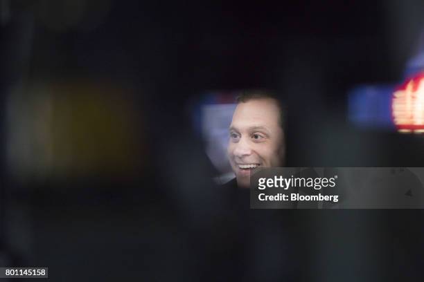 Adam Marshall, director-general of the British Chambers of Commerce , reacts during a Bloomberg Television interview in London, U.K., on Monday, June...
