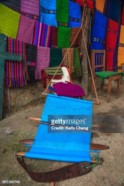 traditional mexican handwoven textiles - san juan chamula stock pictures, royalty-free photos & images