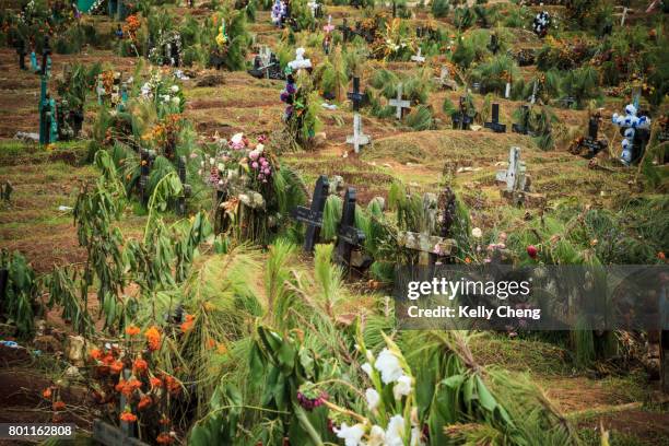 cemetery of san juan chamula - san juan chamula stock pictures, royalty-free photos & images