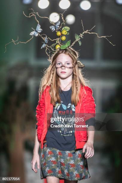 Model walks the runway at the Boboli show during the Barcelona 080 Fashion Week on June 26, 2017 in Barcelona, Spain.