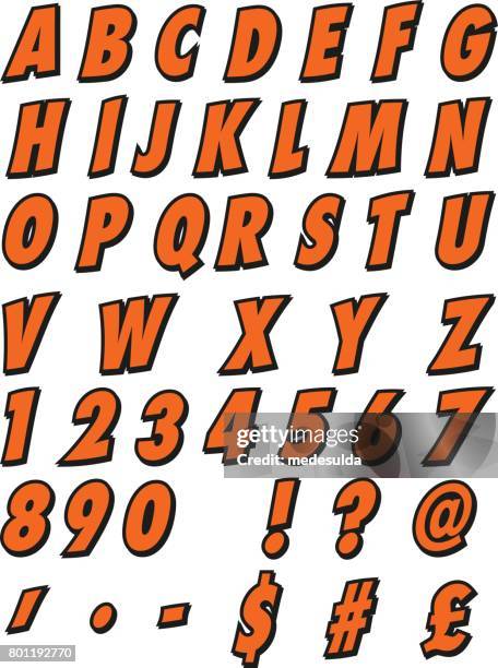 letters and numbers - quirky font alphabet stock illustrations