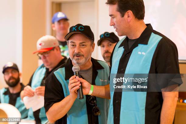 Kevin Pollak and Rob Riggle attend the 2017 Big Slick Celebrity Bowling at Pinstripes during the Big Slick Celebrity Weekend benefiting Children's...