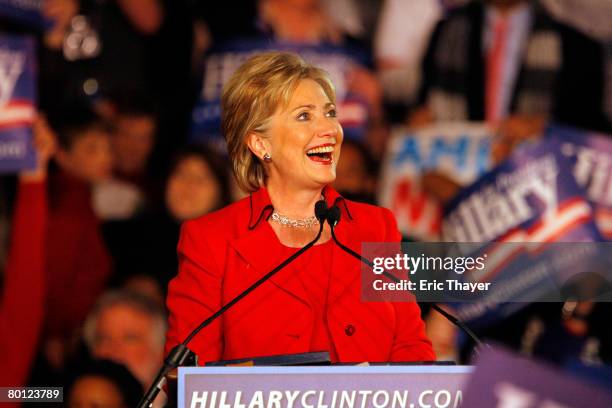 Democratic presidential hopeful Sen. Hillary Clinton speaks during a primary election night party at The Columbus Athenaeum March 4, 2008 in...