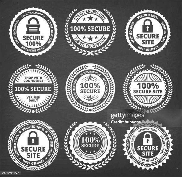 security badge black & white royalty free vector icon set - watermark stock illustrations