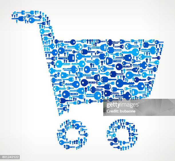 shopping cart keys pattern vector graphic - locksmith stock illustrations