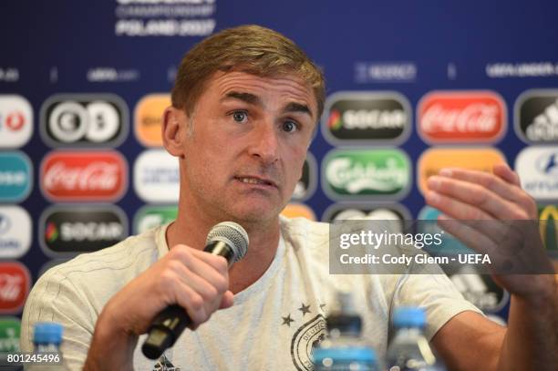 Germany head coach Stefan Kuntz during a press conference ahead of their UEFA European Under-21 Championship 2017 semi-final match against England,...