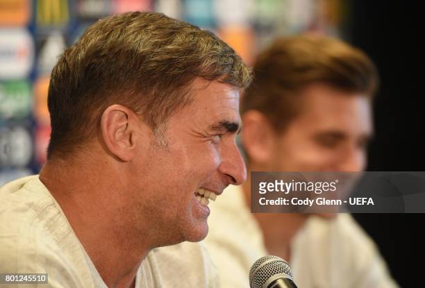 Germany head coach Stefan Kuntz during a press conference ahead of their UEFA European Under-21 Championship 2017 semi-final match against England,...