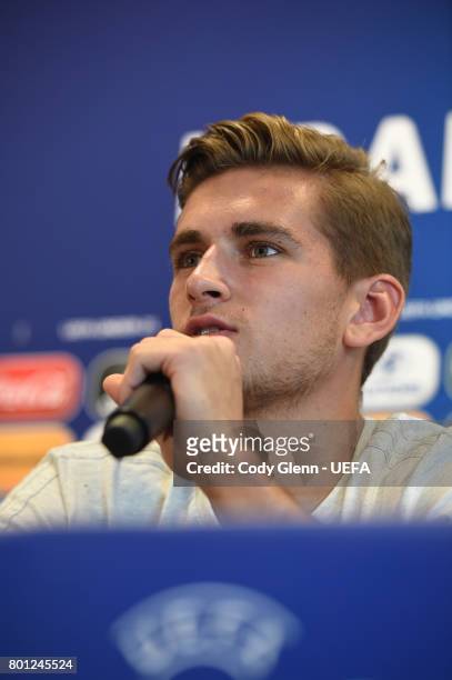 Germany goalkeeper Julian Pollersbeck during a press conference ahead of their UEFA European Under-21 Championship 2017 semi-final match against...