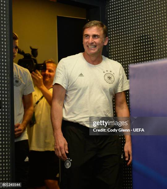 Germany head coach Stefan Kuntz during a press conference ahead of their UEFA European Under-21 Championship 2017 semi-final match against England,...