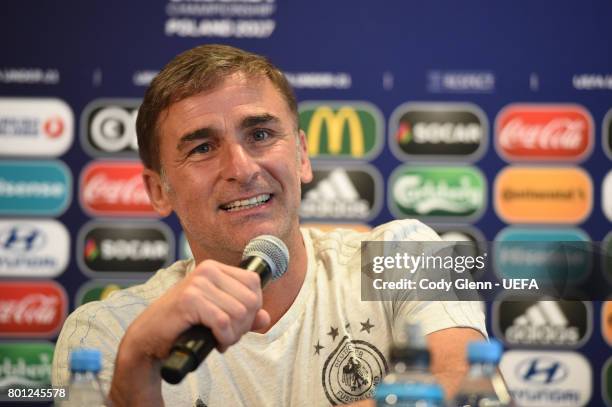 Germany head coach Stefan Kuntz during a press conference ahead of their UEFA European Under-21 Championship 2017 semi-final match against England,...