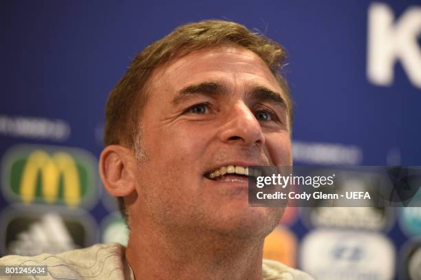 Germany head coach Stefan Kuntz during a press conference ahead of their UEFA European Under-21 Championship 2017 semi-final match against England,...