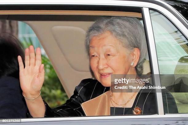 Empress Michiko is seen on arrival at the charity concert on June 26, 2017 in Tokyo, Japan.