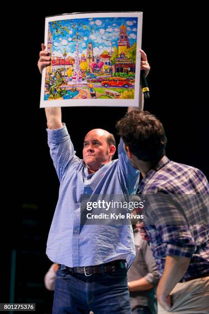 David Koechner performs at the Big Slick Celebrity Party & Live Auction during the Big Slick Celebrity Weekend benefiting Children's Mercy Hospital...
