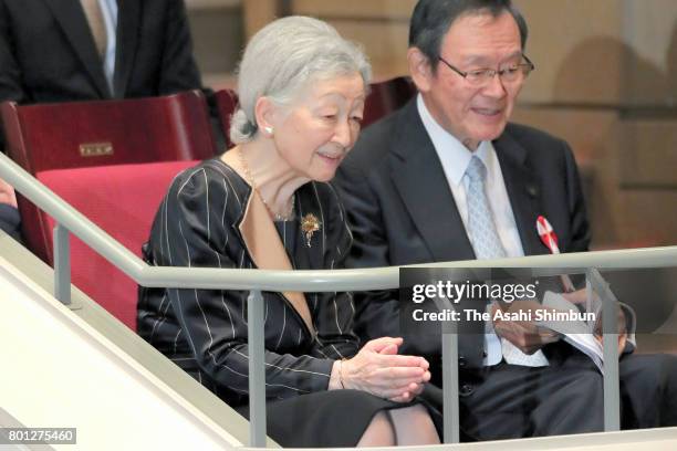 Empress Michiko is seen on arrival at the charity concert on June 26, 2017 in Tokyo, Japan.