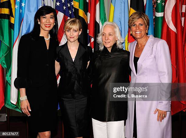 Andrea Jung, Chairman and CEO, Avon Products, actress and Avon Global Ambassador Reese Witherspoon, UNIFEM Executive Director, Joanne Sandler and...