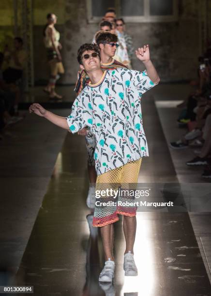 Model walks the runway at the Krizia Robustella show during the Barcelona 080 Fashion Week on June 26, 2017 in Barcelona, Spain.